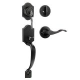 Haidms Oil-Rubbed Bronze Front Door Handle and Deadbolt Set, Front Door Lock Set, Entry Door Locksets with Deadbolt Single Cylinder, Exterior Door Handle with Reversible Handle Lever - Retail: $49