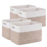 SIXDOVE 4 Pack Storage Baskets for Organizing, Woven Baskets for Shelves - Perfect for Toys, Books, Towels, and Clothes, Durable Gift Basket Bins Toy Storage, 12.7ftftLx9ftftWx7.8ftftH, Brown and Whit