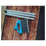 Amazon Basics Dustpan Broom Set with Easy Assembly and Long Handle, Blue and White - Retail: $13