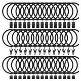 44Pack Curtain Rings with Clips Hooks, Rustproof Metal Stainless Steel Drapery Rings, 2in Interior Diameter Curtain Hangers Clips, Fits Diameter 1.8 in Rod, Vintage Black - Retail: $16