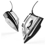 IRONDAY 1700W Steam Iron for Clothes Rapid Heating, Stick Ceramic Soleplate, 3-Way Auto-Off, Burst of Steam, 14.07oz Water Tank Ironing Clothes for Home - Retail: $50