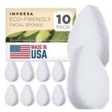 Impresa Face Scrubber Exfoliating Pads - 10 Count, White Puff - Facial Sponges for Deep Clean and Skin Buffing - Exfoliating Sponge and Scrub Pads