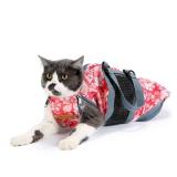 Cinf Cat Nail Clipping Cleaning Grooming Restraint Bag No Scratching Biting for Bathing Nail Trimming Injecting Examining(Flower,M) - Retail: $22