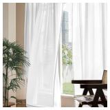 Sheer White Curtains 72 inches Long, 2 Panels Solid Voile Sheer Curtain, Rod Pocket Window Treatment Panels for Bedroom Living Room