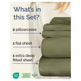 Extra Deep Twin XL Sheet Set - 4 Piece Breathable and Cooling Sheets - Hotel Luxury Bed Sheets Set - Easy Fit - Soft, Wrinkle Free and Comfy Sheets Set - Sage Green Sheet Set with Extra Deep Pockets -