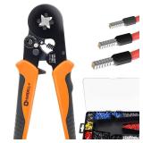 HARDELL+ Ferrule Crimping Tool, AWG 23-7 Wire Ferrule Kit with 1200PCS Terminals, Self-adjustable Ratchet, Square Ferrule Crimper Suitable for Wire Terminals, Cables End-sleeves - Retail: $26