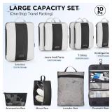 10 Set Compression Packing Cubes for Travel Essentials,Compressible Expandable Packing Cubes for Suitcase,OlarHike Luggage Organizer Bags for Travel,Handy Helper for Organizing Clothes(Black) - Retail