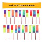 dervea 20 Pack Ribbon Dancing Wands Party Favors for Kids, Rainbow Birthday Decorations, Princess Party Supplies, Girls Party Games, Gymnastics Goody Bag Stuffers (Rainbow) - Retail: $20