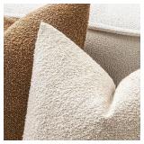 MIULEE 20x20 Inch Decorative Pillow Covers for Couch Bed Set of 2 Textured Boucle Neutral Throw Pillows Natural Beige Accent Solid Cushion Pillowcase Cozy Soft Sofa Livingroom Home Decor - Retail: $21