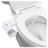 Greenco Slim Hot, Warm and Cold Water Spray Non-Electric Mechanical Bidet Sprayer Toilet Seat Attachment, Stainless Steel Flex Hose, 1 Count (Pack of 1), White | Bathroom Gadgets - Retail: $60