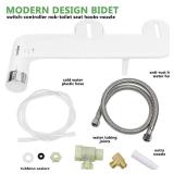 Greenco Slim Hot, Warm and Cold Water Spray Non-Electric Mechanical Bidet Sprayer Toilet Seat Attachment, Stainless Steel Flex Hose, 1 Count (Pack of 1), White | Bathroom Gadgets - Retail: $60