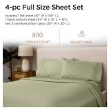 Threadmill Luxury 800 Thread Count Full Size 100percent Cotton Sheets - Sage Green Sateen Weave Bed-Sheets, Better Than Egyptian Cotton, 4 Pc Solid Bed Set, Fits 16\ Deep Pocket - Retail: $87in