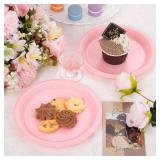 WELLIFE Pink Party Plates 7 Inch -150 Count, Disposable Plastic Light Pink Dessert Plates for Party Cake Easter Motherfts Day Baby Shower Appetizer - Retail: $20