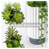 Hollyone Artificial Succulents Plants Set of 2 Faux Succulents 9\ Fake Succulent Plants in Ceramic Pot Succulent Plant for Desk Modern Home Living Room Office Table Shelf Bathroom Decor - Retail: $26i