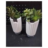 Hollyone Artificial Succulents Plants Set of 2 Faux Succulents 9\ Fake Succulent Plants in Ceramic Pot Succulent Plant for Desk Modern Home Living Room Office Table Shelf Bathroom Decor - Retail: $26i