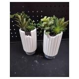Hollyone Artificial Succulents Plants Set of 2 Faux Succulents 9\ Fake Succulent Plants in Ceramic Pot Succulent Plant for Desk Modern Home Living Room Office Table Shelf Bathroom Decor - Retail: $26i