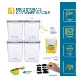 Storeganize Flour Sugar Storage Containers (5.3L4pk) Great Rice Canisters Sets For The Kitchen pantry, Large Food Storage Containers With Lids Airtight - Retail: $21