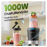 TOPZEE Personal Smoothie Blender - 1000W Single Serve Smoothie Maker with 24oz Portable Travel Cups, Ideal for Protein Shakes, Frozen Drinks, and Kitchen Use - Retail: $40