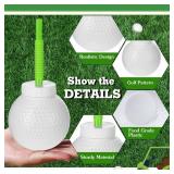 Sawysine 12 Set Golf Ball Cups with Straws and Lids - 10 oz Reusable Golf Plastic Cups Bulk for Kids Birthday Theme Party Supplies - Retail: $33