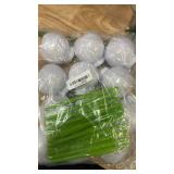 Sawysine 12 Set Golf Ball Cups with Straws and Lids - 10 oz Reusable Golf Plastic Cups Bulk for Kids Birthday Theme Party Supplies - Retail: $33