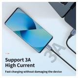 Hrbzo USB-C Cable 3-Pack (3ft6ft6ft), USB A to USB-C Fast Charging Cord, Nylon Braided, Compatible with Other Type-C Devices - Black - Retail: $7