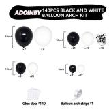 Black and White Balloon Arch Kit, ADOINBY 140Pcs Black and White Durable Latex Balloons 18 12 10 5 Inch Different Size Balloons for Birthday Anniversary Wedding Engagement Graduation Party Decorations