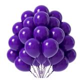 FOTIOMRG Dark Purple Balloons 12 inch, 50 Pack Deep Purple Latex Party Balloons Helium Quality for Birthday Butterfly Halloween Party Decorations (with Purple Ribbon) - Retail: $6