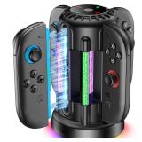 Charging-Dock-for-Nintendo-Switch-2-Joycon(2025), Switch 2 Charger Station with 10 LED Light, Joycon Charger with Magnetic, Fast Charging Station for Joy-con, Nintendo Controller Accessories, Black - 