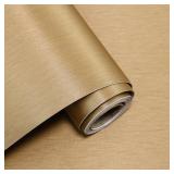 Metallic Grasscloth Peel and Stick Wallpaper Dark gold satin contact paper 15.7x 118.1in Modern Thicken Wall paper Self Adhesive Removable Vinyl WallPaper for kitchen Cabinets Countertops Fridge - Ret