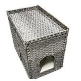 Gray Wicker Cat House with Cushion (missing screws) - Retail: $45