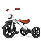KRIDDO Kids Tricycle, 12 Inch Puncture Free Wheel w Front Light, Adjustable Seat Height, Gift for 2-5 Year Olds, White - Retail: $81
