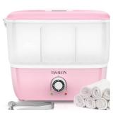 TASALON Hot Towel Steamer for Facials, Hot Towel Warmer Quickly Heats Up in 5 Minutes, Portable Towel Machine Fits 16 Mini Towels, Salon Equipment Towel Warmer for Facials, Spa, Massage, Pink - Retail