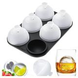 HONYAO Whiskey Ice Ball Mold - 1.8 Inch Silicone Maker With Individual Lid for Easy Fill and Release - 5 Round Sphere Molds for Cocktails and Bourbon - Retail: $13