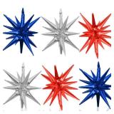 HILAVO 6PCS Star Balloons, 22Inch Huge Red Blue White Star Balloons Spike Cone Balloon for 4th of July Independence Day USA Patriotic Party Decorations - Retail: $10