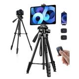 JOILCAN Phone Tripod Stand, 68\ Tripod for iPad iPhone Tablet with Remote Universal Holder Carry Bag, Travel Aluminum Tripod for Video Recording Photos Vlogging Compatible with iPad Pro iPhone Camera 