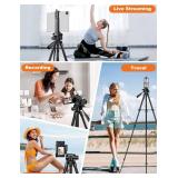 JOILCAN Phone Tripod Stand, 68\ Tripod for iPad iPhone Tablet with Remote Universal Holder Carry Bag, Travel Aluminum Tripod for Video Recording Photos Vlogging Compatible with iPad Pro iPhone Camera 