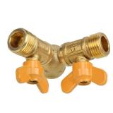 SHANOER Solid Brass Y Ball Valve Comfort Grip for Oil and Gas Hoses Connector Splitter Adapter - Retail: $14