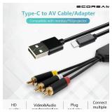 ECDREAM USB C to RCA Cable Adapter, 6Ft Type-C to RCA Cable with USB A(Charging),USB C Male to 3 RCA Male,Suitable for TV, Monitor, Speaker - Retail: $22