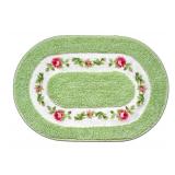 QMEAKMONY Bathroom Rugs Romantic Rose Flower Shaggy Area Rugs for Living Room Bedroom Kitchen Non Slip Absorbent Bath Mat Door Mat Washable(Green,16x24 in) - Retail: $10