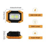 Tekstap LED Work Light Rechargeable, 30W 2000LM Portable Waterproof Rechargeable Work Lights with Stand, Battery Powered COB Flood Lights for Power Ouage Emergency Outdoor Camping Garage - Retail: $30