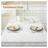 Laolitou Textured Table Cloth for Rectangle Table, Heavy Duty Farmhouse Tablecloth Solid Cotton Linen Waterproof Wrinkle Free Burlap Tables Cover for Kitchen Dining,Party, Ivory 55ftftx90ftft,6-8 Seat