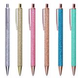 U-RIGHT Cute Retractable Ballpoint Pens for Women Girls, Fancy Decorative Glitter Body, Medium Point Black Ink, Smooth Colored Gifts, 6 Pack - Retail: $9