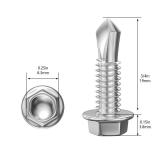 Wensilon (300Pcs) #8×34\ Hex Washer Head Self Drilling Screws, 410 Stainless Steel Metal SheetScrews?TEK Screws, Sheet Metal Self Tapping Screws - Retail: $14in