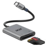 Acer SD Card Reader USB C, Dual Slots Type C to Memory Card Reader, Aluminum Micro SD Card Camera Adapter for MicroSD, SDHC, SDXC, Compatible with iPhone1615, MacBook, iPad Pro, Android, Laptop - Reta