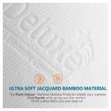 PlushDeluxe Premium Bamboo Mattress Protector  King Size, Waterproof, and Ultra Soft Breathable Noiseless Washable Bed Mattress Cover for Comfort and Protection - White - Retail: $40