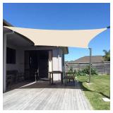 SUNNY GUARD Sun Shade Sail 12ftx16ft Rectangle Butter Cream UV Block Sunshade for Backyard Yard Deck Patio Garden Outdoor Activities and Facility(We Make Custom Size) - Retail: $50