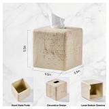Natural Travertine Textures Tissue Box Cover Square for Home Decor,Resin Heavy Tissue Box Holder for Bathroom Countertop,Tabletop,Bedside Table,Office (Handmade of Resin) - Retail: $30