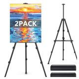Easel Stand for Sign, Hemndic 66\ Easels Stand for Painting Heavy Duty, Portable Travel Easel for Display (2 Pack) - Retail: $32in