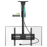 Greenstell Ceiling TV Mount with Power Outlet, TV Mount for 26-65 inch TVs, Ceiling Mount with 900J Surge Protection, Swivel, Tilt and 6 Height Adjustable, Max VESA 400x400mm, Holds up to 110Lbs - Ret