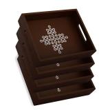Coffee Table Tray with Handles, Return Gifts for Pooja, Return Gifts for Housewarming, Return Gifts, Indian Return Gifts, Indian Return Gifts for Pooja Bulk - 10\ X 8\in X 2\in Size (4, Brown)
